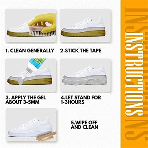 Shoes Whitening Cleansing Gel, Shoes Whitening Cleansing Gel a Making Tape Free, Shoe Stain Remover for White Sneakers, Fast and Easy Dirt and Stain Remover (2 pièces)