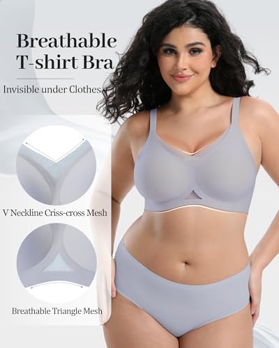 Image of Jelly Bras for Women No Underwire Mesh Wireless Crossover Bra Seamless Full Coverage Lift T Shirt Sleep Bralettes