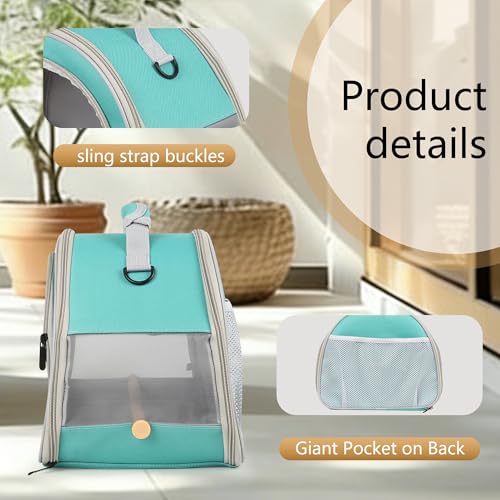 Image of Bird Carrier, Portable Small Bird Parrot Parakeet Carrier with Standing Perch and Stainless Steel Tray, Side Access Window Collapsible (Green, Horizontal Perch)