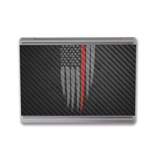 Image of MightySkins Carbon Fiber Skin Compatible with Microsoft Surface Laptop Go 3 (2023) Full Wrap Kit - Thin Red Line | Protective, Durable Textured Carbon Fiber Finish | Made in The USA