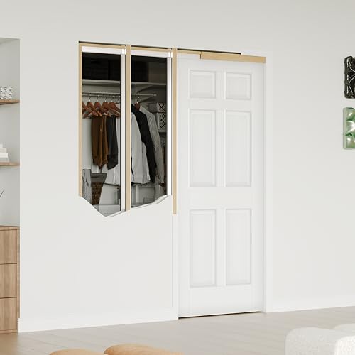 Image of 30 inch x 80 inch Sliding Pocket Interior Door, 6-Panel Hollow Core Pantry Door with Frame and Hardware Kit, Lightweight Closet Door, Waterproof PVC Surface, Easy to Install