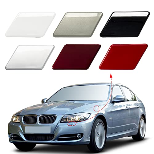 CZShiYue Front Bumper Headlight Washer Nozzle Cover Cap Fit for BMW 3 Series E90 E91 2009 2010 2011 61677211209 61677211210 (White, Left Driver Side)