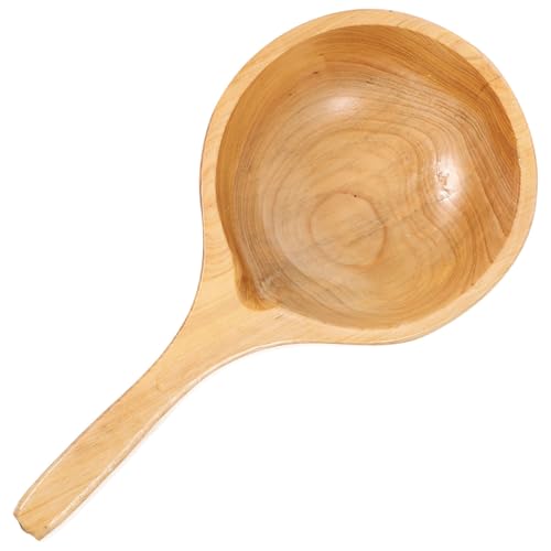 Cabilock Wooden Bathing Ladle, Solid Wood Rice Scoop, Bath Salt Scoop for Sauna, Bathing, Kitchen Use, Khaki
