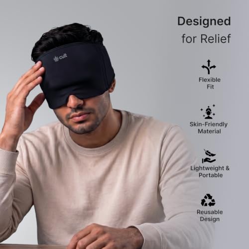 Image of CULT Migraine Relief Cap for Hot & Cold Gel Therapy | 360 Full Head Wrap Ice Mask for Headaches, Sinus Pressure & Tension Stress (Black)