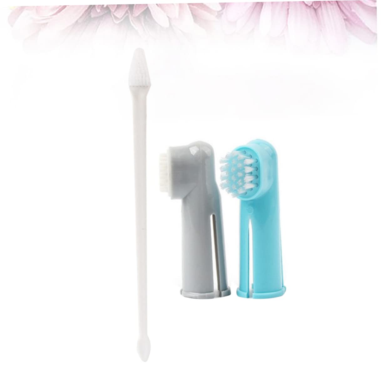 HOLIDYOYO 2Set Pet Toothbrush Kit Finger Brush Long Handle Toothbrush for Dogs and Cats Easy to Use Pet Care Tools Materials for Cleaning