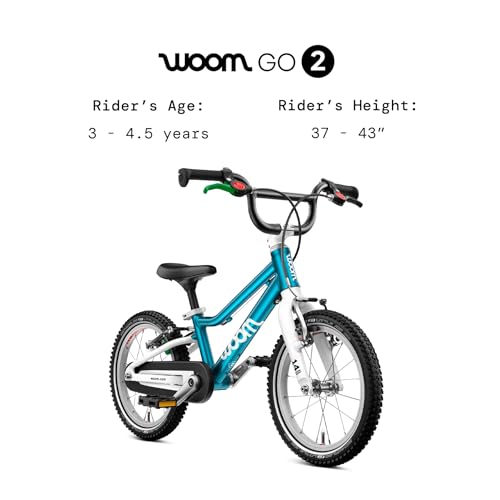 Image of woom GO 2 Bicycle for Children 3 to 4.5 Years Old, 14-Inch Lightweight Bike with Handbrake, Steering Limiter & Chainguard for Boys & Girls