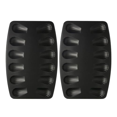 Zenker 9926250 - Set di 2 stampi per madeleine, teglia per madeleine, stampo per madeleine salate e dolci, 2 piastre per madeleine, 2 stampi per madeleine, acciaio inossidabile, nero, 26 x 39 x 1 cm