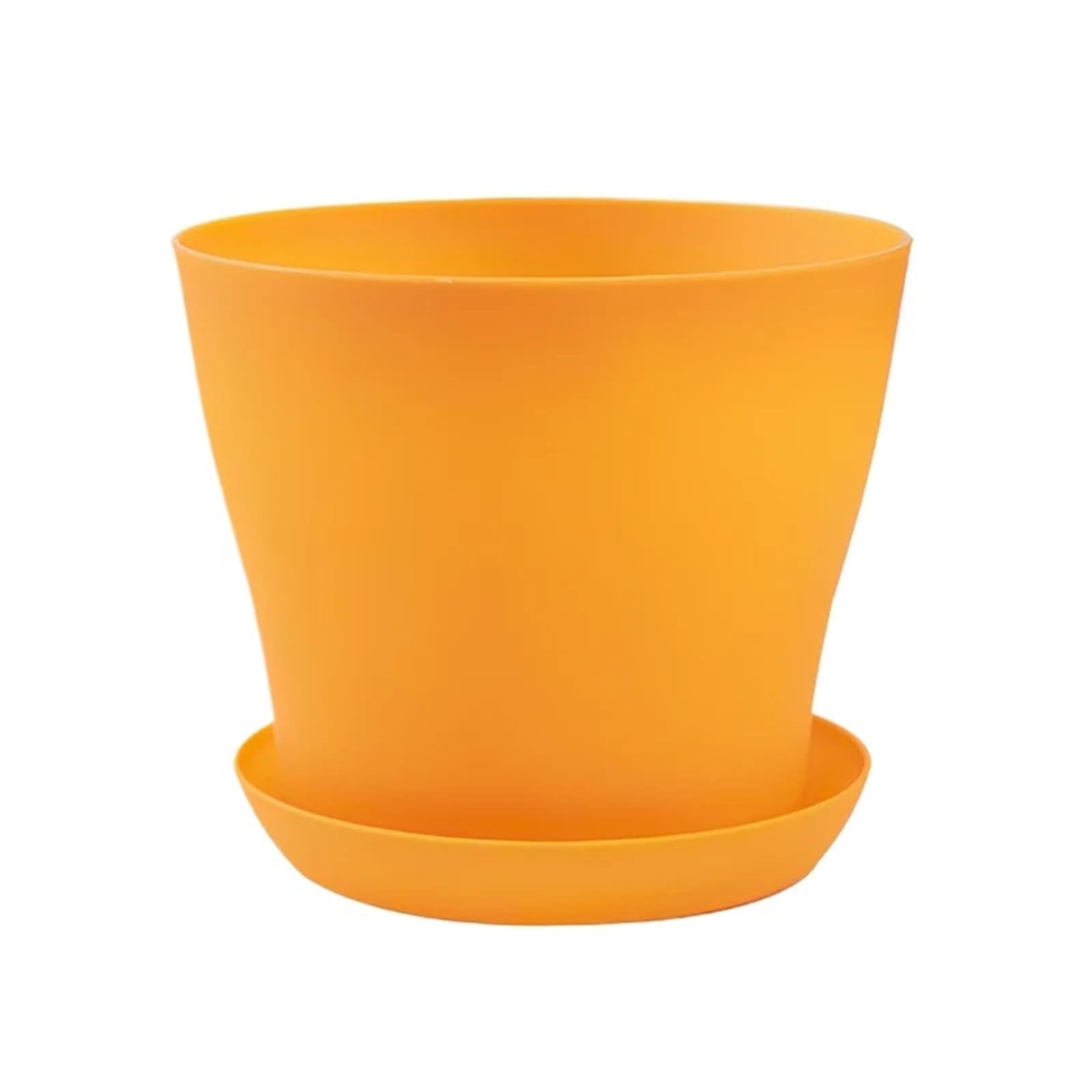 WLIHDB 1Pcs Flower Planter Pots Round Succulents Plant Pot With Tray Garden Indoor Bonsai Balcony Decor Горшок Для Цветов for Seeds Seedling(Orange)