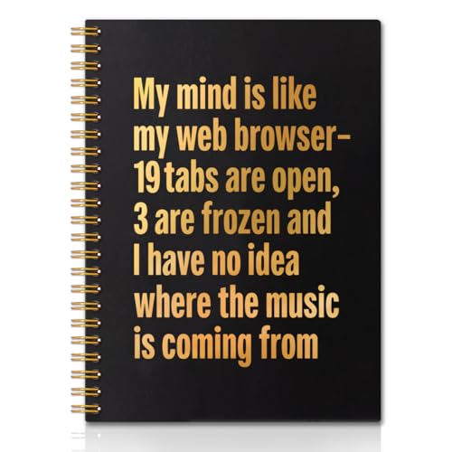 QYUVK My Mind Is Like My Web Browser Gold Foil Hardcover 160 Pages Blank Spiral Notebooks, Office Gifts for Team Member, Gag Journal Gifts for Coworker, Funny Saying Sarcastic Gifts for Employees
