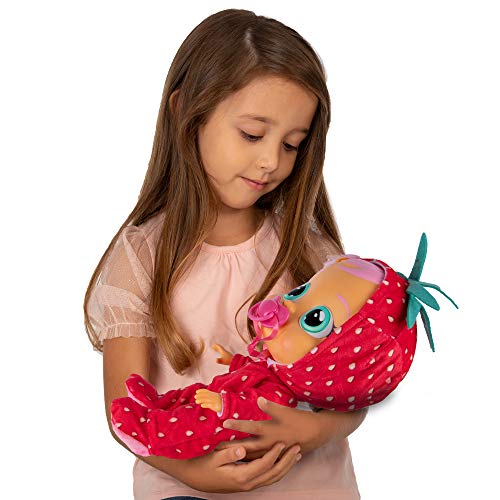 41byKfilQ2L CRY BABIES Tutti Frutti Ella la fraise | Poupée interactive qui pleure de vraies Larmes avec pyjama parfumé au fruit - Poupon idéal pour enfants +18 Mois
