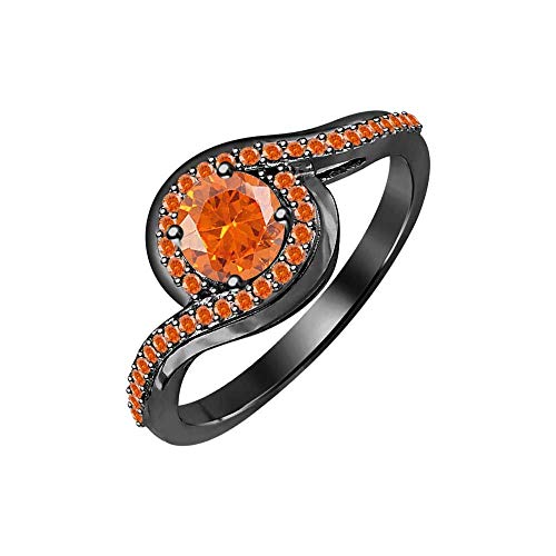 Round Cut Orange Sapphire 14k Gold Over Swirl Style Engagement Ring For Womens.2
