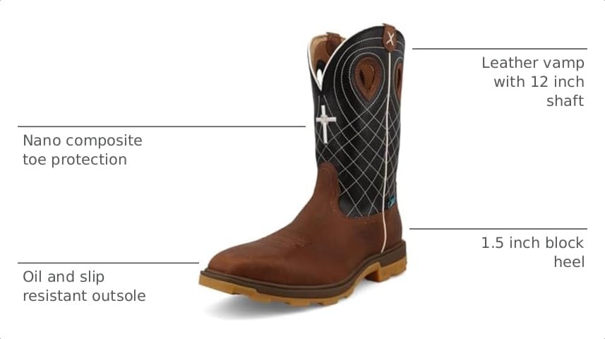 Image of Twisted X Men's 12 inch Pull On Nano Composite Toe UltraLite X Waterproof Western Work Boot