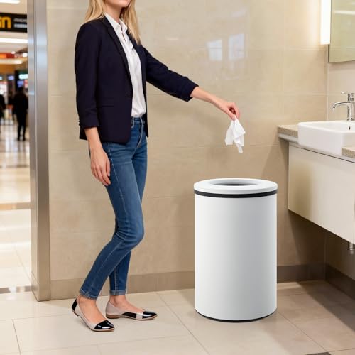 Caneca de basura acero inoxidable 40L abierta blanca miniatura 7