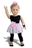 - Show Time - 5 Piece Outfit - Black Unitard, Pink Tutu Skirt, Ballet Slippers, Corsage, Hairpiece -...