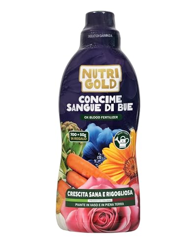 NutriGold® fertilizante multiuso Sangre de Buey | Abono Universal para Plantas, Flores y Huerto - Fórmula Completa NPK 9-3-3 con Microelementos - Km0 - Líquido 700g + 50g Gratis