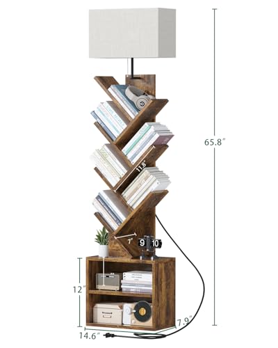 FFFlowerBBBook Tier Tree Bookshelf,Small Bookcase with Storage Cabinet, Modern Tall Narrow Bookshelves Organizer, - Image 3