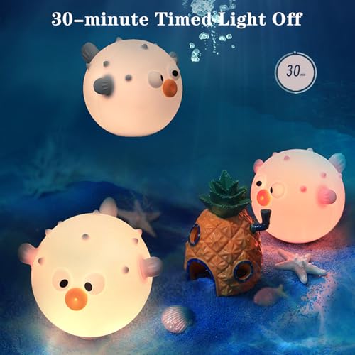 Image of Cute Anemonefish Night Light, LED Squishy Night Lamp, Dimmable Timer Nursery Nightlight for Kids, Rechargeable Touch Lamp, Dorm Decor, Kids Funny Gifts (Blue Fish)