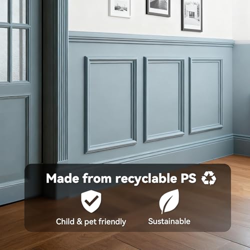 Image of Upick Peel and Stick Wainscoting Pre-Cut Wall Molding Kit, 16 inchx24 inch, 3-Frame