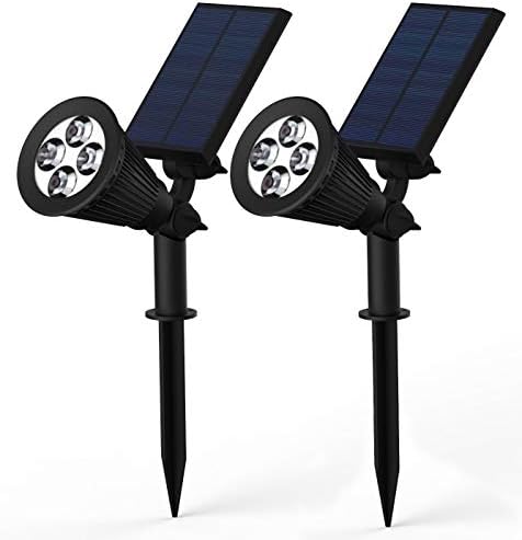 Magictec Solar Spotlights, 2-in-1 Adjustable 4 LED Wall/Landscape Solar Lights with Automatic On/Off Sensor, 2 Pack (White)