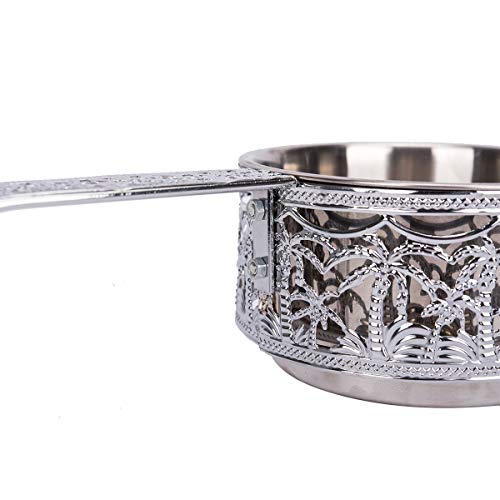 RMAN Shisha Kohlekorb Premium Edelstahl Kohlebehälter mit Griff & Zange Holzkohlenkorb Für Shisha & Grill Wasserpfeifen Zubehör - Silber