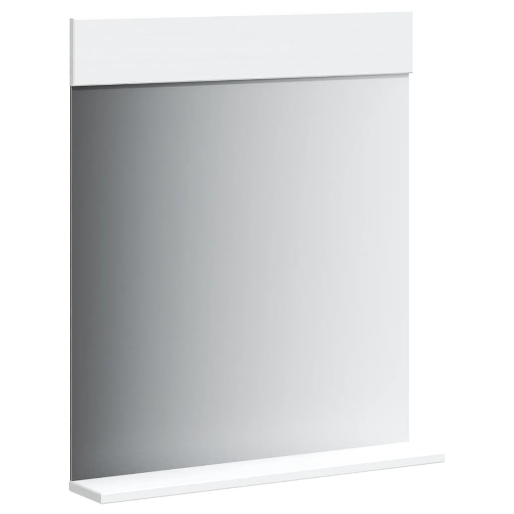 Badspiegel mit Ablage Berg weiß 60 x 12 x 70 cm massivholz kieserglas Spiegel wandmontage für Flur Bad Rasur und Kosmetik Stauraum