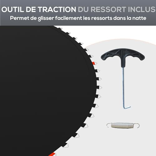 SPORTNOW Tapis de Rechange pour Trampoline Tapis de Saut de Remplacement, avec Outil de Traction à Ressort et Crochets en V (Ressort Non Inclus) – Image 7