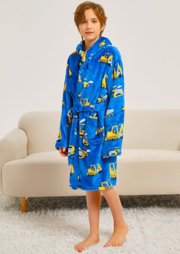 Boys Girls Robe Soft Fleece Hooded Bathrobe for Kids4