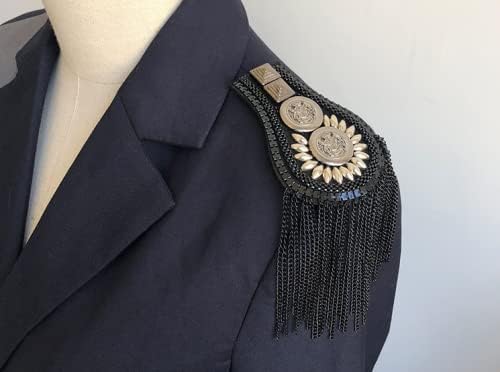 Image of 2 Pcs Vintage Tassel Link Chain Epaulet Shoulder Boards Badge Brooch For Men Women Uniform Epaulettes Accessories