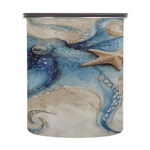 Envase para café con motivo de pulpo azul 500ml