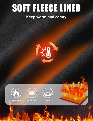 MAGCOMSEN Men's Fleece Lined Winter Warm Pants Water Resistant Workout Athletic Casual Sweatpants with 3 Zipper Pockets3