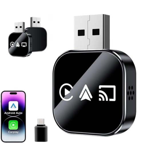 Wireless Carplay Mirror Link Adapter for Apple,3 in 1 Bluetooth Mirroring iOS Phone to Car Screen Adapter 2026 Wired to Wireless Portable USB Car Play Screen Connector for Android to Watch Movies