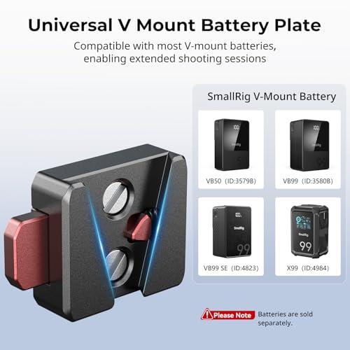 Image of SMALLRIG V-Lock Mount Plate Kit, Mini V Mount Battery Plate with 1 /4 inch-20 Threaded Holes, Quick Release and Lightweight for V-Mount Battery, Monitors, Magic Arms 6021 | Mini V-Lock Mount Plate Kit, Lightweight for Smallrig V-Mount Battery VB99 SE / VB50 / VB99 / X99, Monitors, Magic Arms