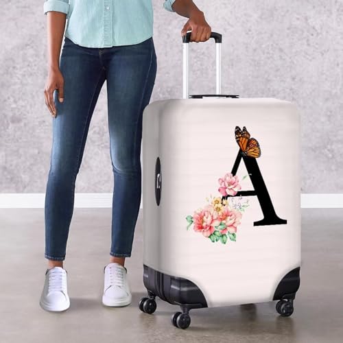 Floral Letter A Luggage Cover Baggage Case Cover Fit for 18-32 suitcase Washable Elastic Suitcase Protector4