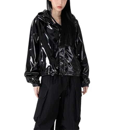 ���f�B�[�X �u���b�N �V���C�j�[�t�F�C�N���U�[ �t�[�h�t�� �V���[�g�W���P�b�g �����p ���� PU �I�[�o�[�R�[�g �|�P�b�g�t�� �h���W���P�b�g