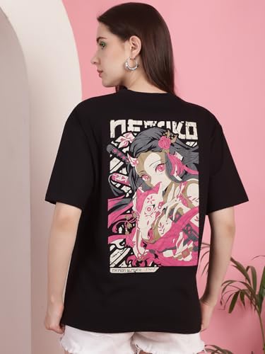 Image of Preneum Women's Cotton Cool Graphic Printed Baggy Fit Drop-Shoulder Sleeves Cotton Oversized T-Shirt