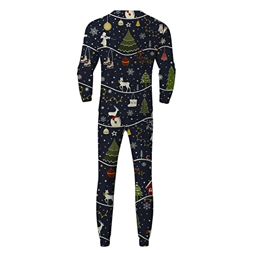 Ensemble de Noël Homme Noir : Pyjama Long 2 Pièces Imprimé pour l'Hiver