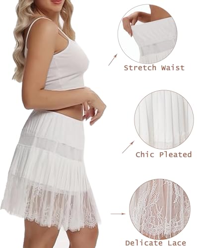 Image of Vanrose Jan Lace Shirt Extender for Women Layering Fake Top Lower Sweep Shirt Hollow Half Length Skirt