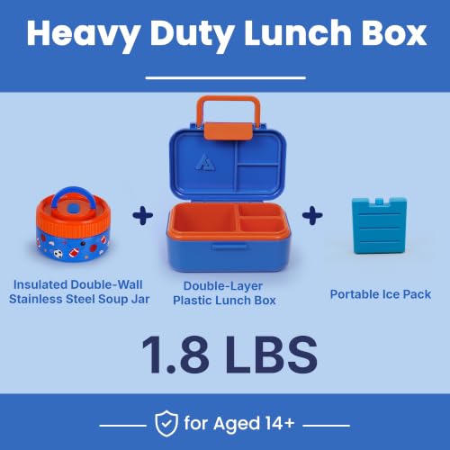 Image of Bento Lunch Box 1283ML / 43 oz with 391 ML / 13 oz Food Jar, Ice Pack