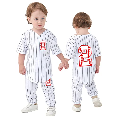Image of Yuji Itadori 2nd Baseball Birthday Shirt Set Boy Girl Toddler 2 Years Olds T Shirts Pants Sports Jersey Tops Clothes(Striped,1T)
