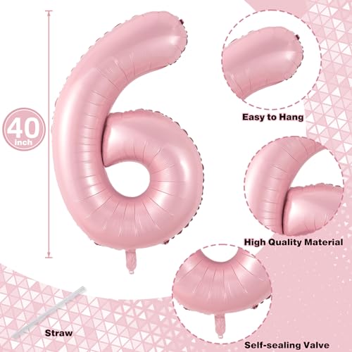 Image of Pastel Pink 16th Birthday Balloons for Girls, 40 Inch Mylar Self Inflating 16 Balloon Number, Big Foil 1 & 6 Helium Number 16 Balloon for Women Birthday Party Decorations Anniversary Decor Supplies