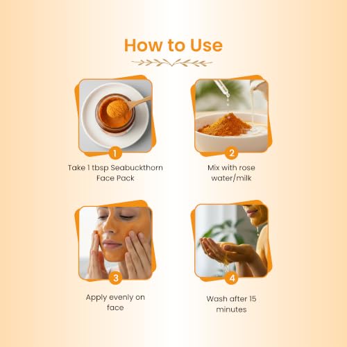 Image of Havintha Sea Buckthorn Anti-Aging Face Pack 100g - Natural Herbal Face Mask for Glowing & Youthful Skin | Brightening Face Pack for Fine Lines, Wrinkles & Dark Spots | Suitable for All Skin Types