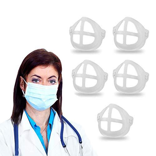 3D Mask Bracket - Increase Breathing Space Help Breathe Smoothly - Mouth and Nose Protection Lipstick - Washable Reusable - 5PCS