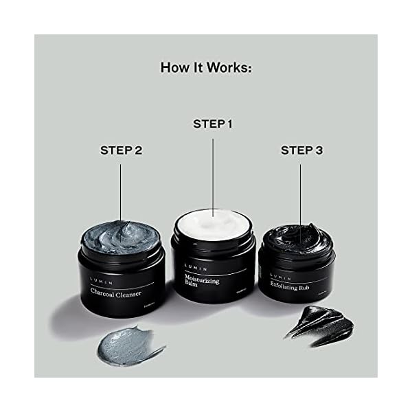 The-Classic-Maintenance-Collection-for-Men-Oily-Skin-Cleanse-Hydrate-and-Renew-Skin-Includes-Moisturizing-Balm-Exfoliating-Rub-and-Charcoal-Cleanser-Achieve-Your-Best-Look-with-Lumin Lumin - Smooth Operator Detox - Men's skincare kit, Includes: Charcoal Face Wash Daily Detox, Charcoal Scrub Deep Detox & Daily Face Moisturizer, Suitable for all skin types, Two Month Supply