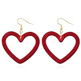 Red Heart Earrings for Women Girls Heart Statement Earrings Hollow Pink Love Heart Hoop Earrings Val