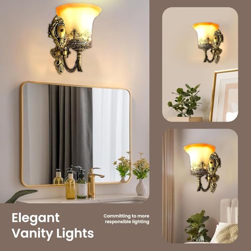 Image of GreyWings Antique Bronze Wall Light for Home Vintage Metal & Glass Decorative Wall Lamp with Wall Sconce for (Bulb not Included) Pack of 1