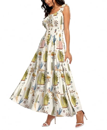 Image of OSTOO Women's 2026 Summer Boho Floral Print Tiered Casual Flowy Long Maxi Dress