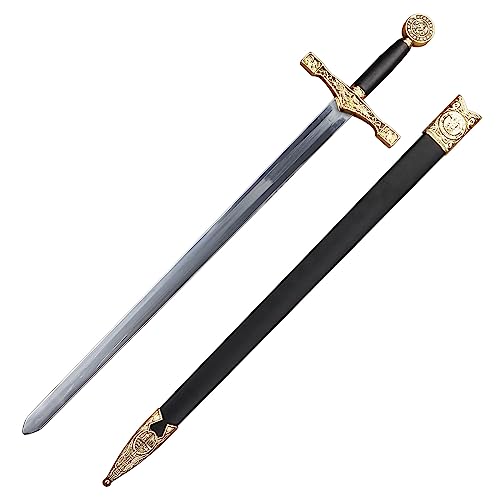 Munetoshi 33” Excalibur King Arthur Royal Sword Steel Medieval Renaissance Gold