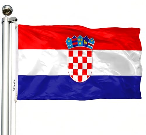 WANWEIDO Croatia Flag 3x5 FT Premium Polyester Croatian National Flags Outdoor Indoor Double Stitched Long Lasting Vivid Color with 2 Brass Grommets