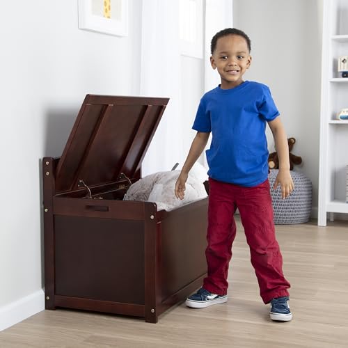 Melissa & Doug Wooden Toy Chest grand coffre jouet bois marron foncé meuble bas - 8