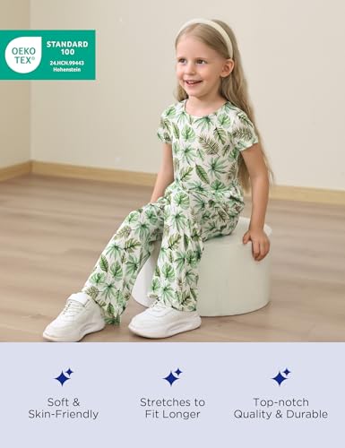 Toddler Girls Rompers Bamboo Viscose Short Sleeve Wide Leg Jumpsuit Summer Outfit4